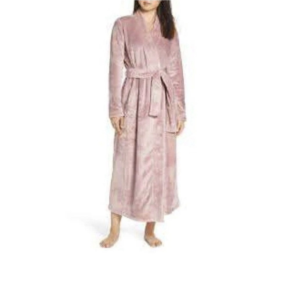 UGG Duffield II Plush Robe Womens S Dusty Rose Pink Fleece Long Bathrobe Luxury